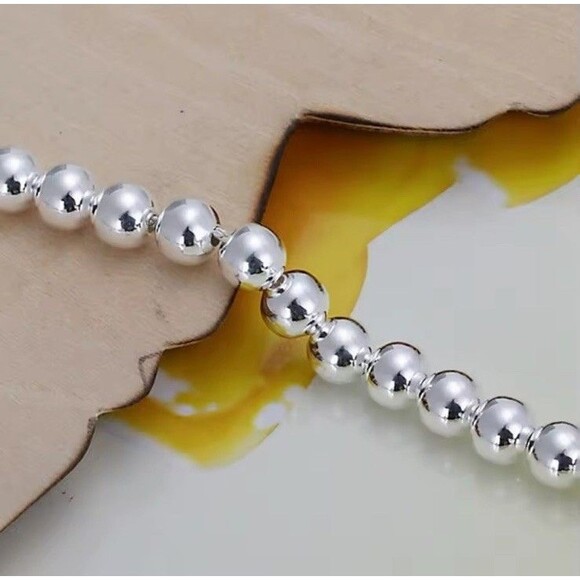 NWT  Nichol Christian 925 Sterling Silver 6MM Beaded Bracelet 8in - Picture 4 of 4